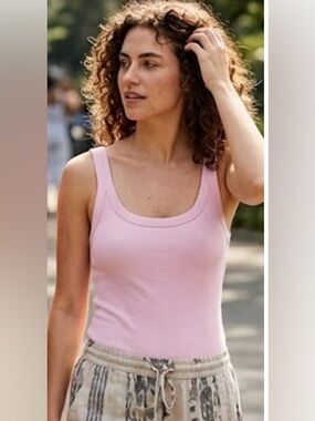 NEW, ZARA Women's LARGE Sleeveless Bodysuit Tank Top Ribbed Pink Sleeveless